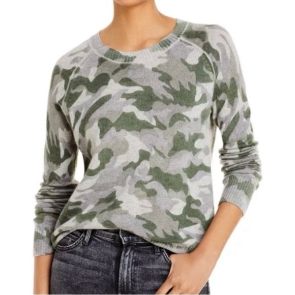 Aqua Cashmere Camouflage Crew Neck Sweater XS - Picture 1 of 6
